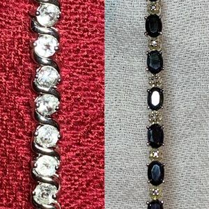 White topaz & Sapphire tennis bracelets in SS.